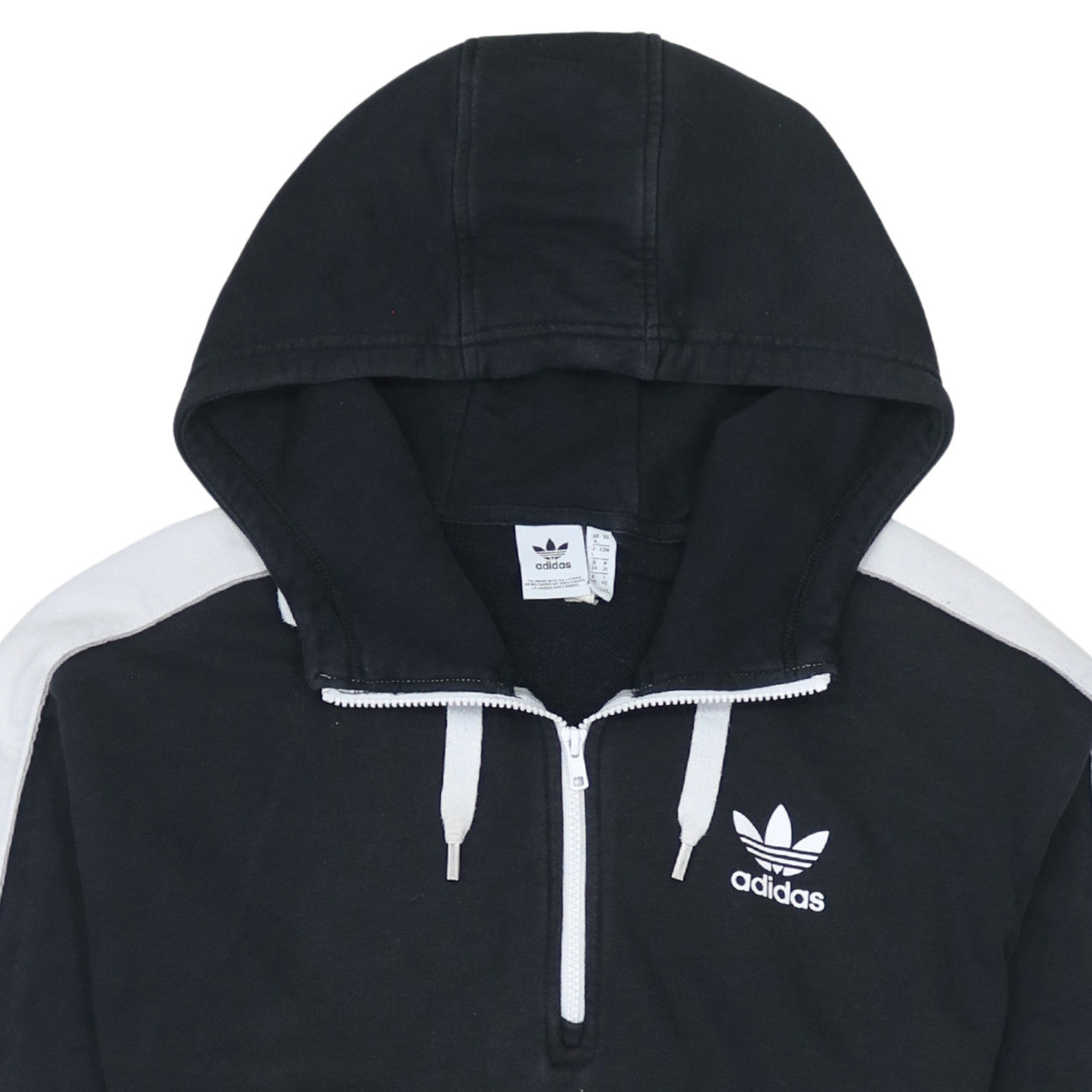 Adidas Women Black & White 1/2 Zip Hoodie Size 8 - Cotton Blend