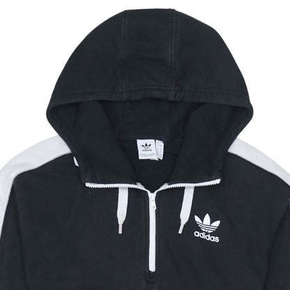 Adidas Women Black & White 1/2 Zip Hoodie Size 8 - Cotton Blend