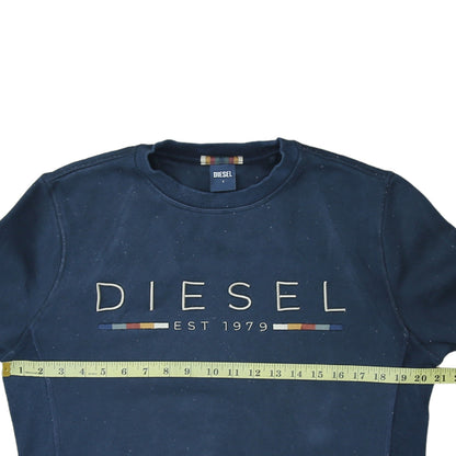 Diesel Men's Blue Embroidered Logo Sweatshirt Size S