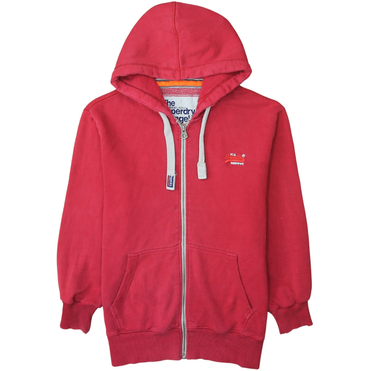 Superdry Mens Red Full Zip Hoodie XL Cotton Blend Casual
