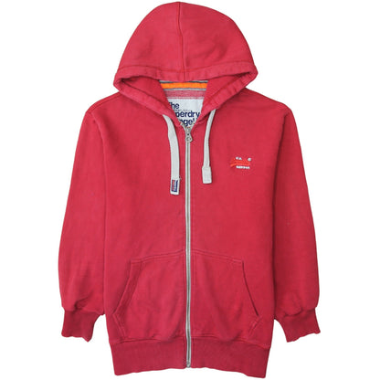 Superdry Mens Red Full Zip Hoodie XL Cotton Blend Casual