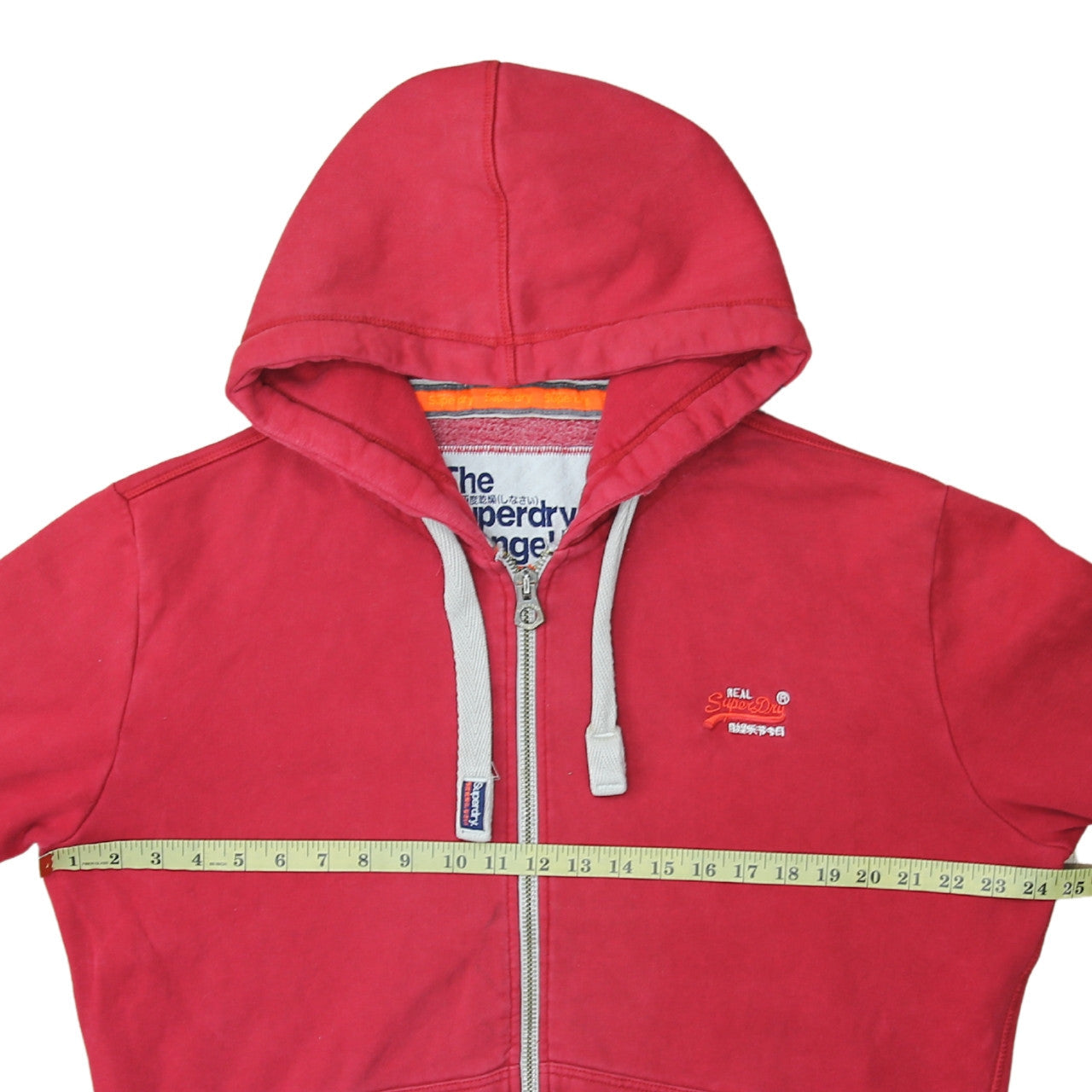 Superdry Mens Red Full Zip Hoodie XL Cotton Blend Casual