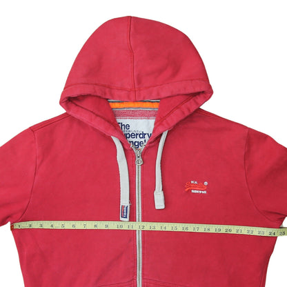 Superdry Mens Red Full Zip Hoodie XL Cotton Blend Casual