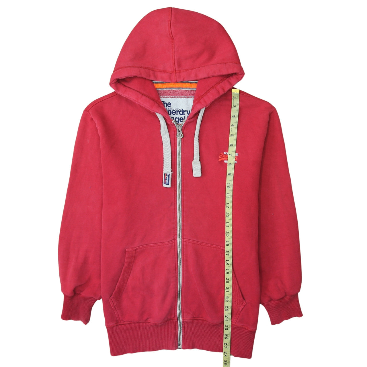Superdry Mens Red Full Zip Hoodie XL Cotton Blend Casual