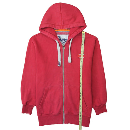 Superdry Mens Red Full Zip Hoodie XL Cotton Blend Casual