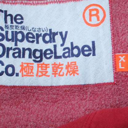Superdry Mens Red Full Zip Hoodie XL Cotton Blend Casual
