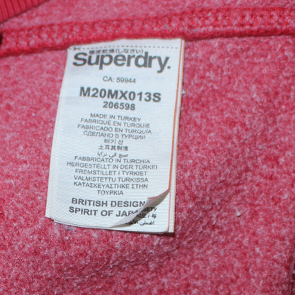 Superdry Mens Red Full Zip Hoodie XL Cotton Blend Casual