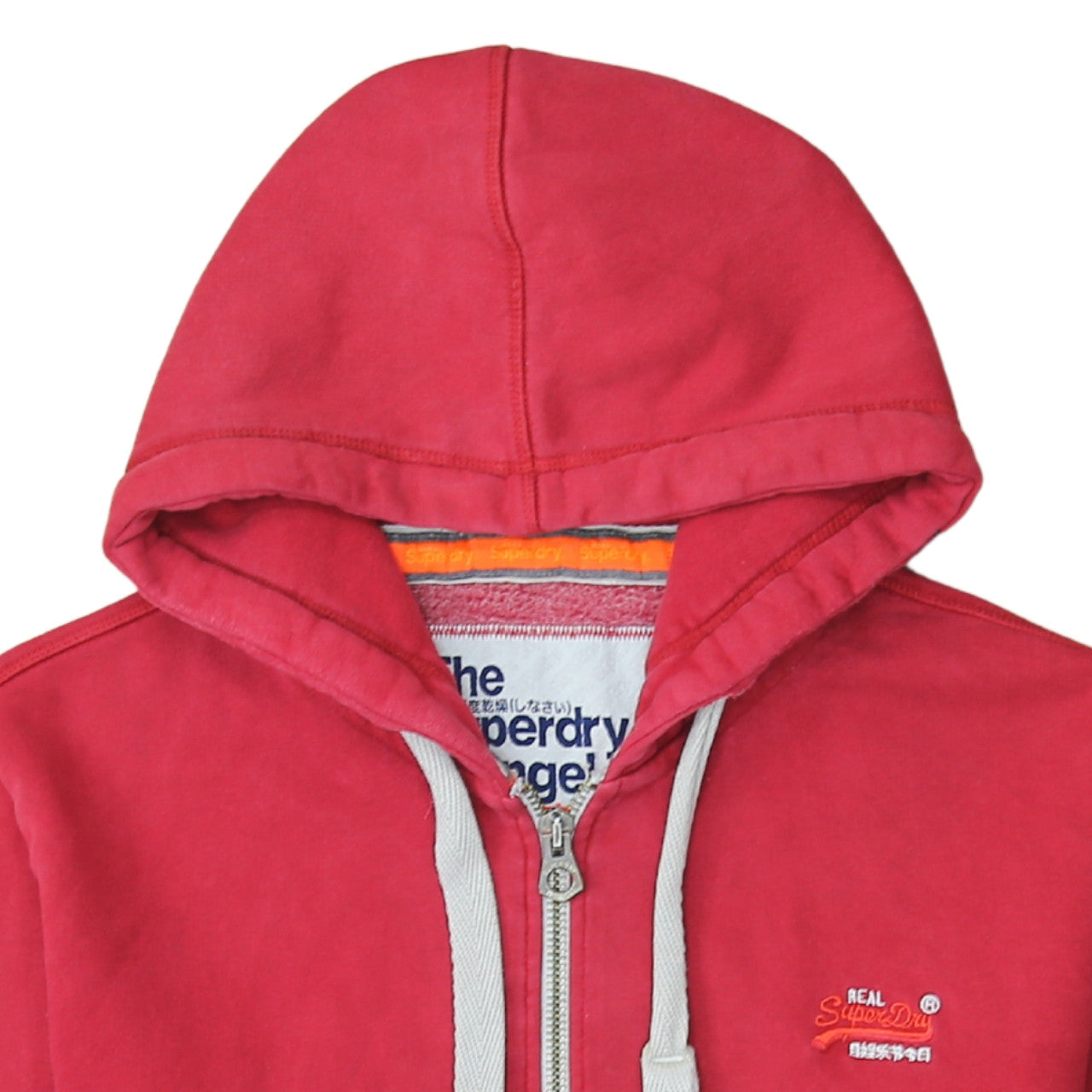 Superdry Mens Red Full Zip Hoodie XL Cotton Blend Casual