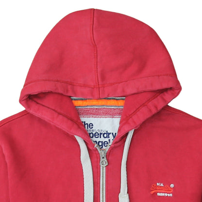 Superdry Mens Red Full Zip Hoodie XL Cotton Blend Casual