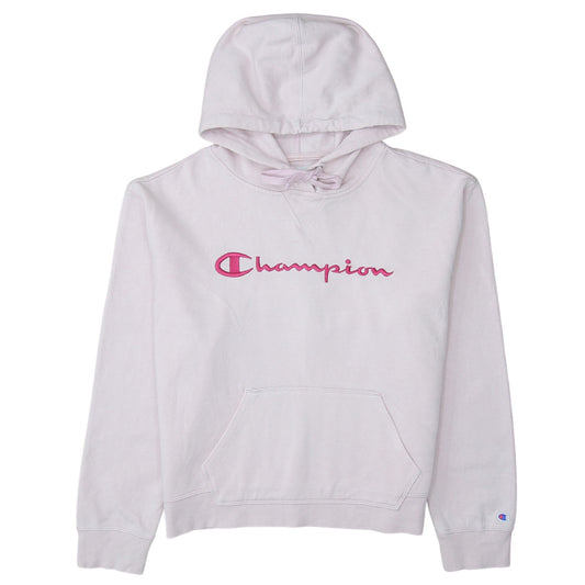 Champion Women Pink Embroidered Pullover Hoodie L Cotton Blend
