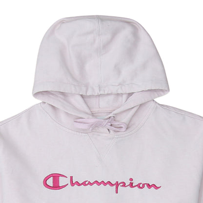 Champion Women Pink Embroidered Pullover Hoodie L Cotton Blend