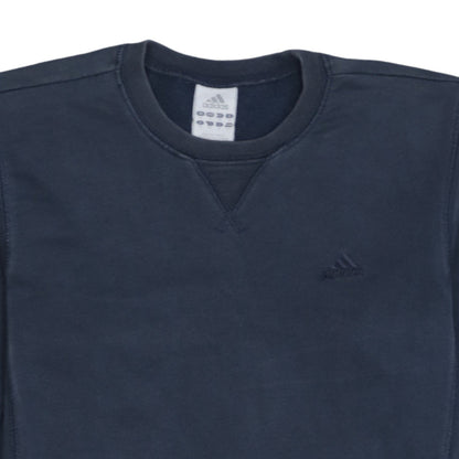 Adidas Womens Navy Blue Crew Neck Sweatshirt Size 10 UK Cotton Blend