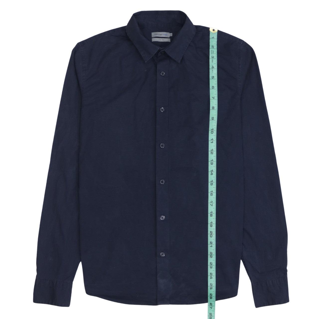 Calvin Klein Jeans Men's Blue Slim Fit Long Sleeve Cotton Shirt S