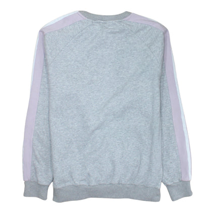 Adidas Women Grey & Lilac 3-Stripes Crew Neck Pullover Sweatshirt UK 6