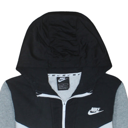 Nike Boys Grey Full Zip Logo Hoodie XL Colourblock Fleece Sweatshirt