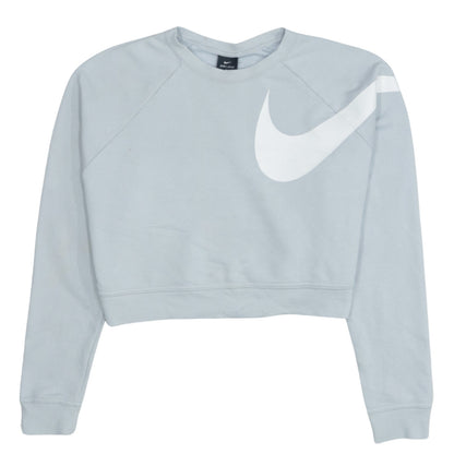 Nike Womens Grey Small Cropped Pullover Sweatshirt Dri-FIT Logo