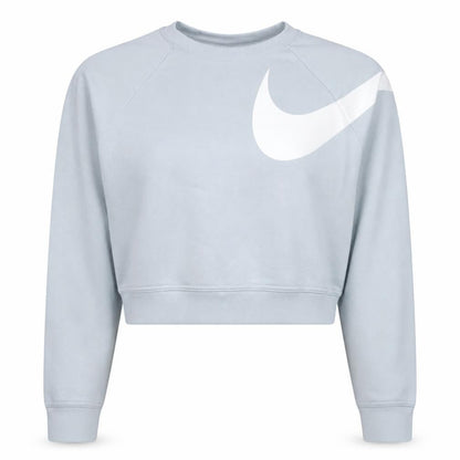 Nike Womens Grey Small Cropped Pullover Sweatshirt Dri-FIT Logo