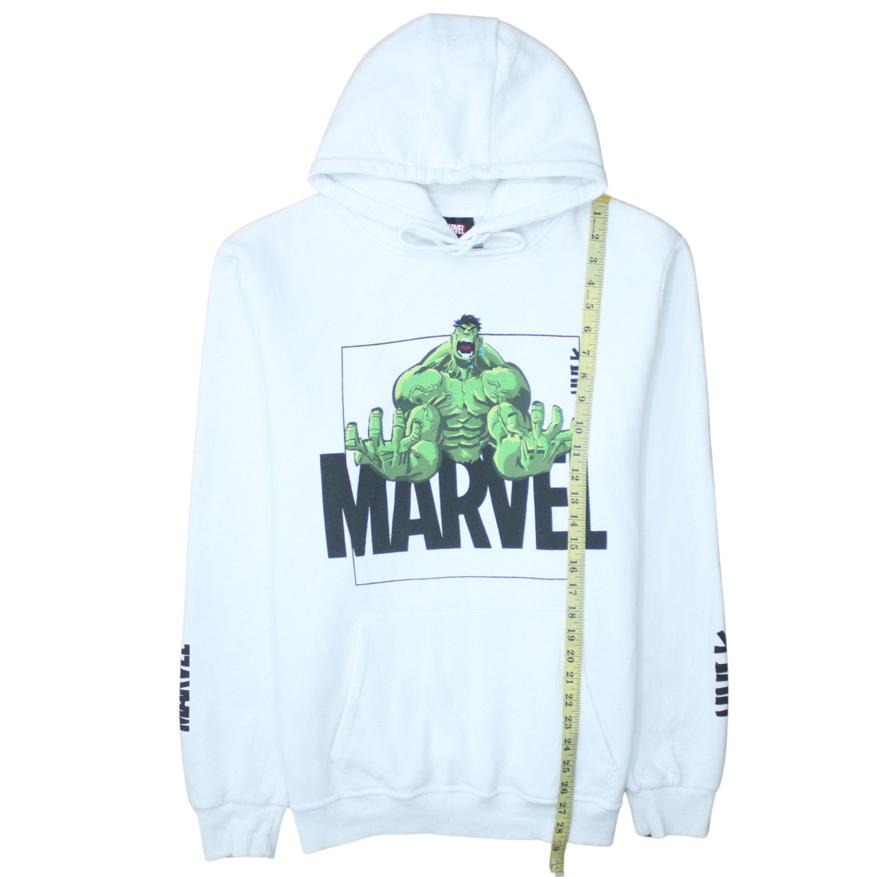 Marvel Men’s White 2XL Pullover Hoodie with Hulk Graphic