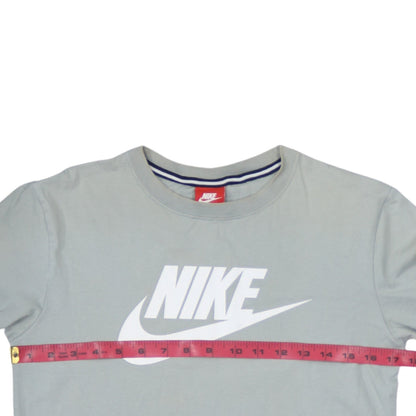 Nike Men's Grey Long Sleeve Graphic Logo Top XS