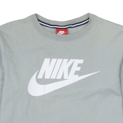 Nike Men's Grey Long Sleeve Graphic Logo Top XS