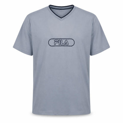 Fila Men's Blue XL V-Neck Logo Cotton Short Sleeve T-Shirt