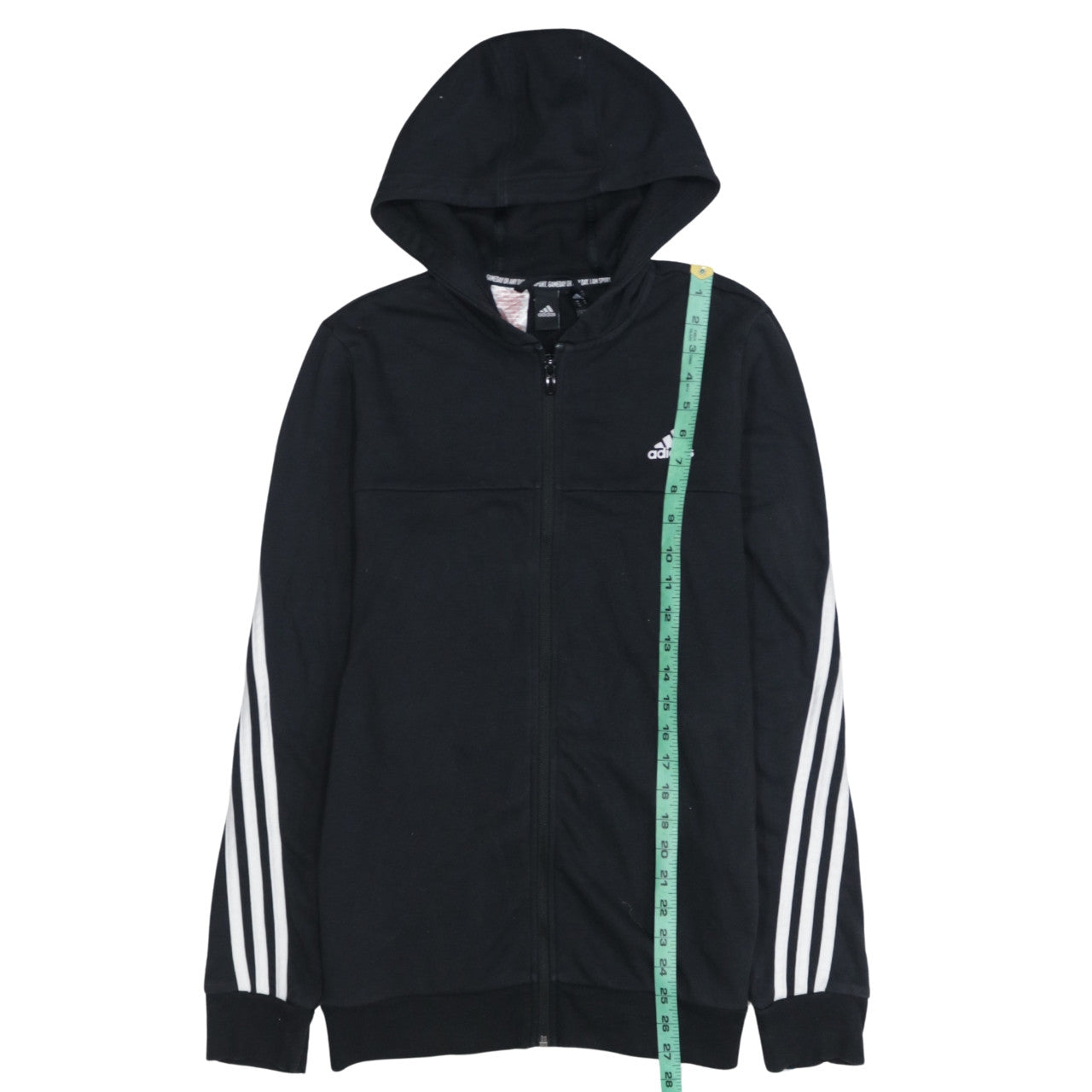 Adidas Boys Black Full Zip Hoodie 15-16 Years Regular Fit Sportswear