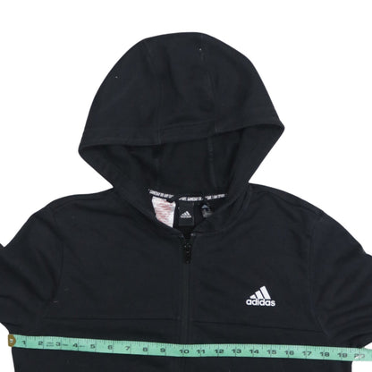 Adidas Boys Black Full Zip Hoodie 15-16 Years Regular Fit Sportswear