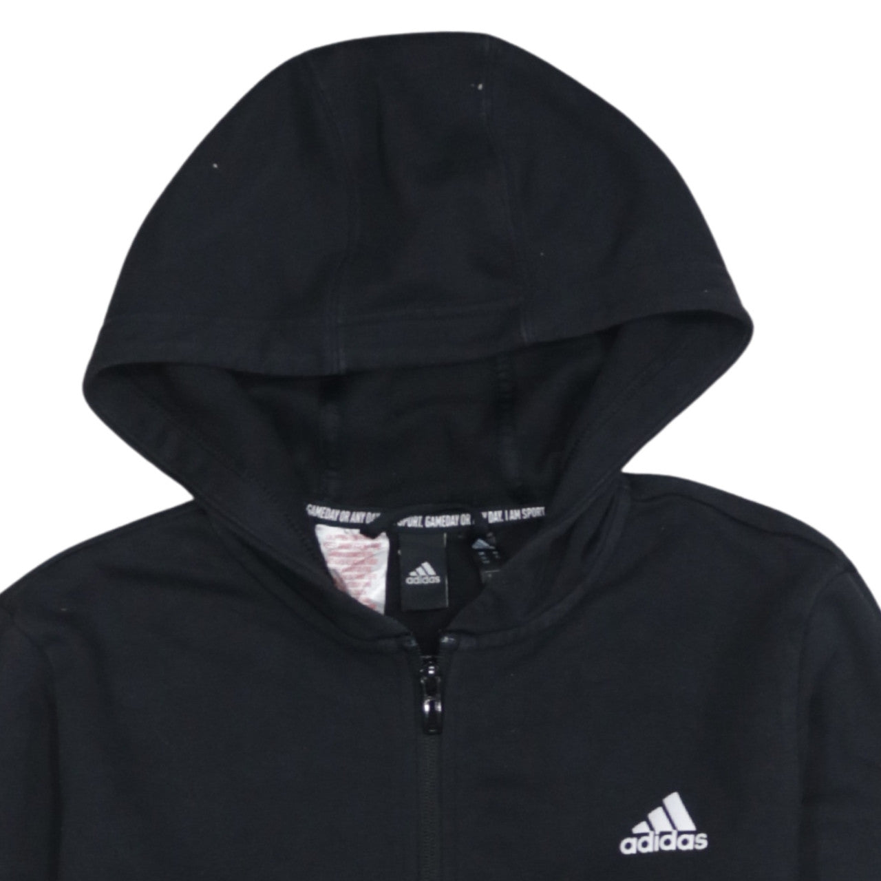 Adidas Boys Black Full Zip Hoodie 15-16 Years Regular Fit Sportswear
