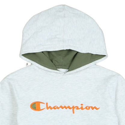 Champion Womens Grey Pullover Hoodie Large Embroidered Logo Sweatshirt