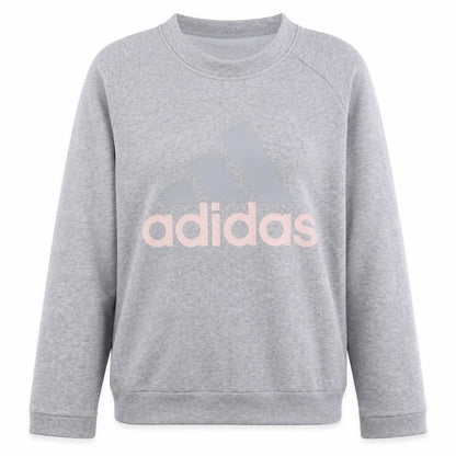 Adidas Womens Grey Pullover Sweatshirt Size M Logo Crew Neck