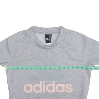 Adidas Womens Grey Pullover Sweatshirt Size M Logo Crew Neck