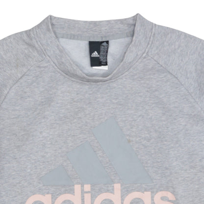 Adidas Womens Grey Pullover Sweatshirt Size M Logo Crew Neck