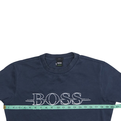 Hugo Boss Mens Blue Slim Fit Logo Sweatshirt Size S