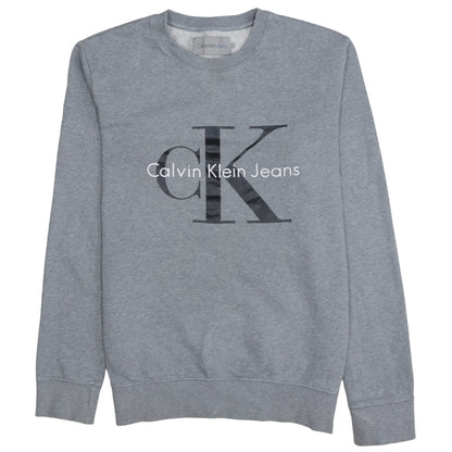Calvin Klein Jeans Men's Grey Logo Crew Neck Sweatshirt Size L