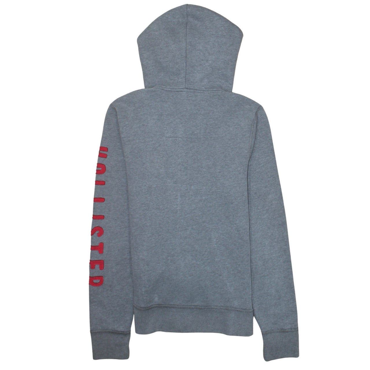Hollister Men’s Grey Full Zip Hoodie M Red Logo Fleece Lined