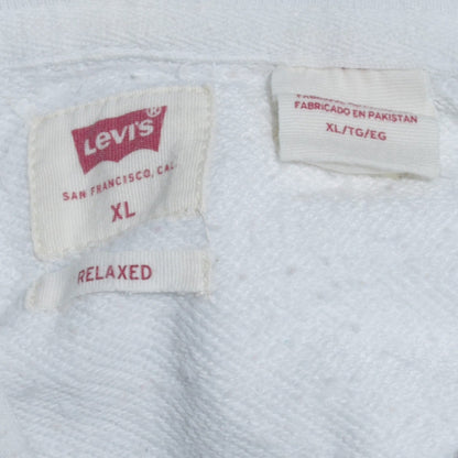 Levi’s Men’s White Pullover Relaxed Hoodie XL Fleece Logo Casual