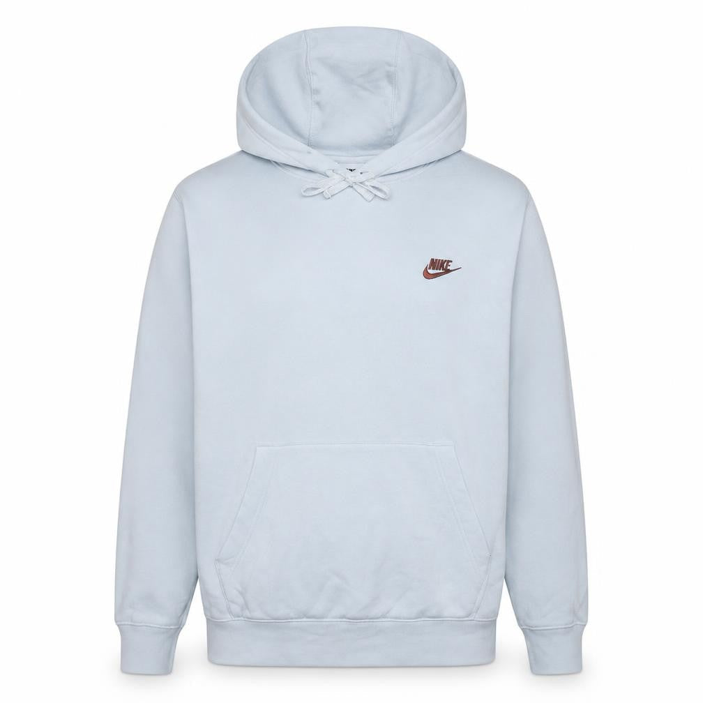 Nike Men White Pullover Hoodie M Fleece Regular Fit Logo Sportswear