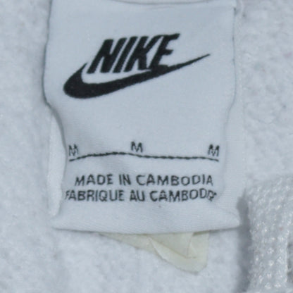Nike Men White Pullover Hoodie M Fleece Regular Fit Logo Sportswear