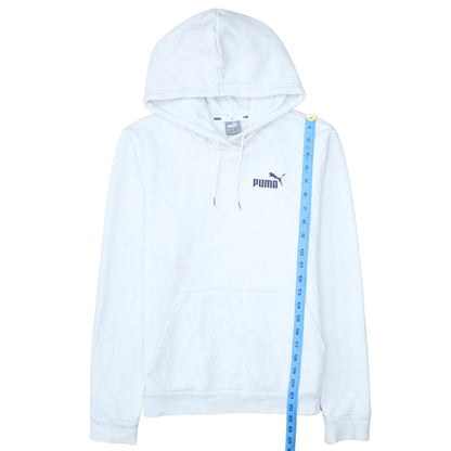 Puma Womens White Pullover Hoodie Medium Logo Print Cotton Blend