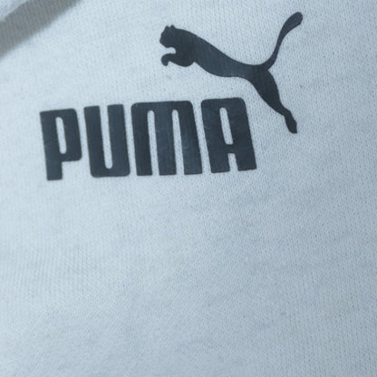 Puma Womens White Pullover Hoodie Medium Logo Print Cotton Blend