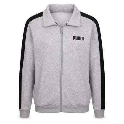 Front view of Puma Men's Grey 2XL Track Jacket Full Zip Lightweight Activewear