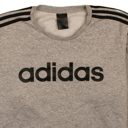 adidas Men’s Grey Crew Neck Sweatshirt L Logo Pullover
