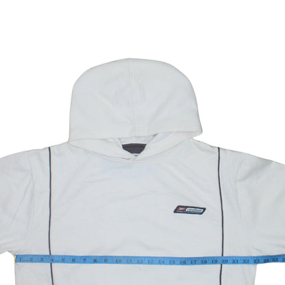 Reebok Men's White Pullover Hoodie Small Athletic Logo Sweatshirt