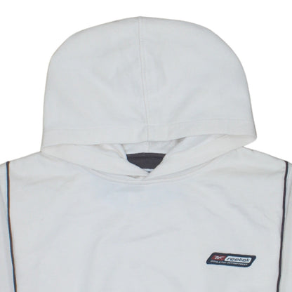 Reebok Men's White Pullover Hoodie Small Athletic Logo Sweatshirt
