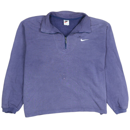 Nike Women Purple 1/4 Zip Sweatshirt M Logo Embroidered Pullover