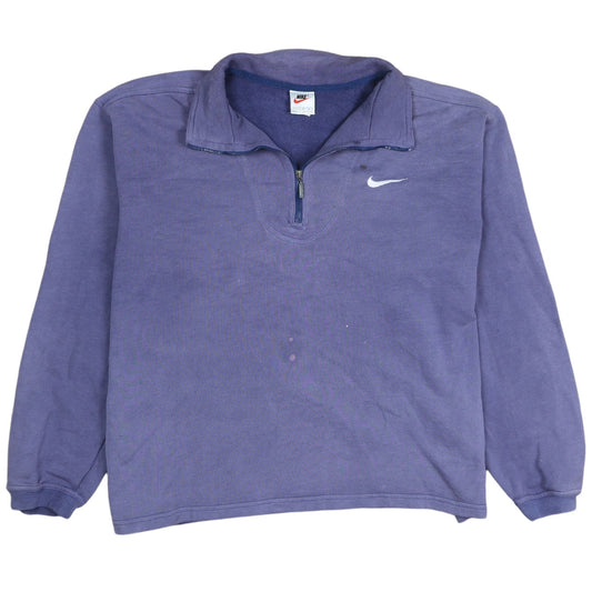 Nike Women Purple 1/4 Zip Sweatshirt M Logo Embroidered Pullover