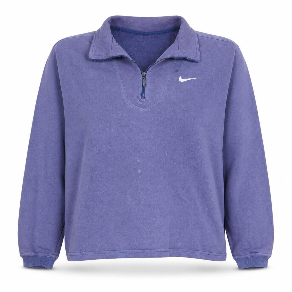 Front view of Nike Women Purple 1/4 Zip Sweatshirt M Logo Embroidered Pullover