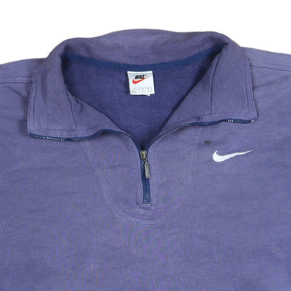 Nike Women Purple 1/4 Zip Sweatshirt M Logo Embroidered Pullover