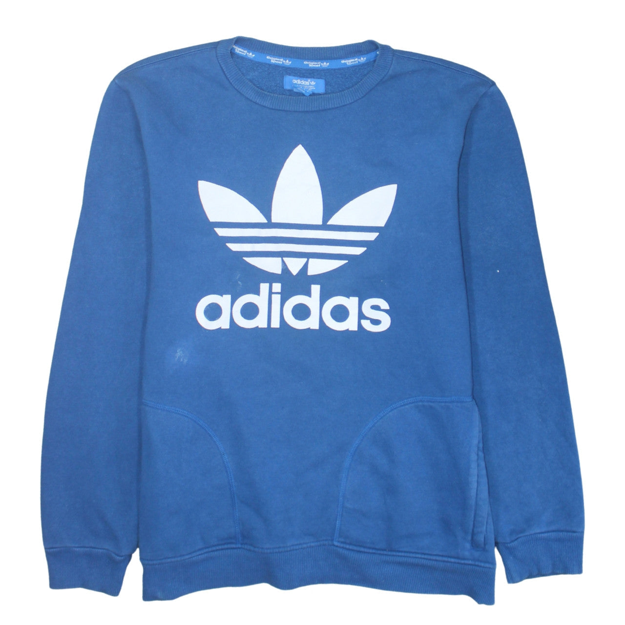 Adidas Men's Blue Large Trefoil Logo Pullover Sweatshirt