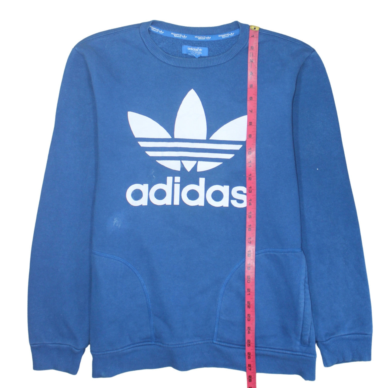 Adidas Men's Blue Large Trefoil Logo Pullover Sweatshirt